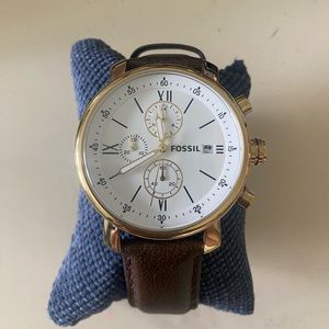 Brown and Gold Leather Fossil Watch